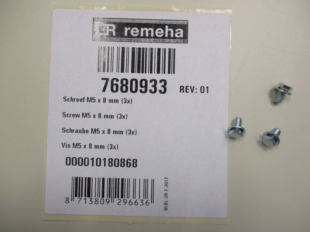 Remeha Schroef M5x8 (3x), 7680933