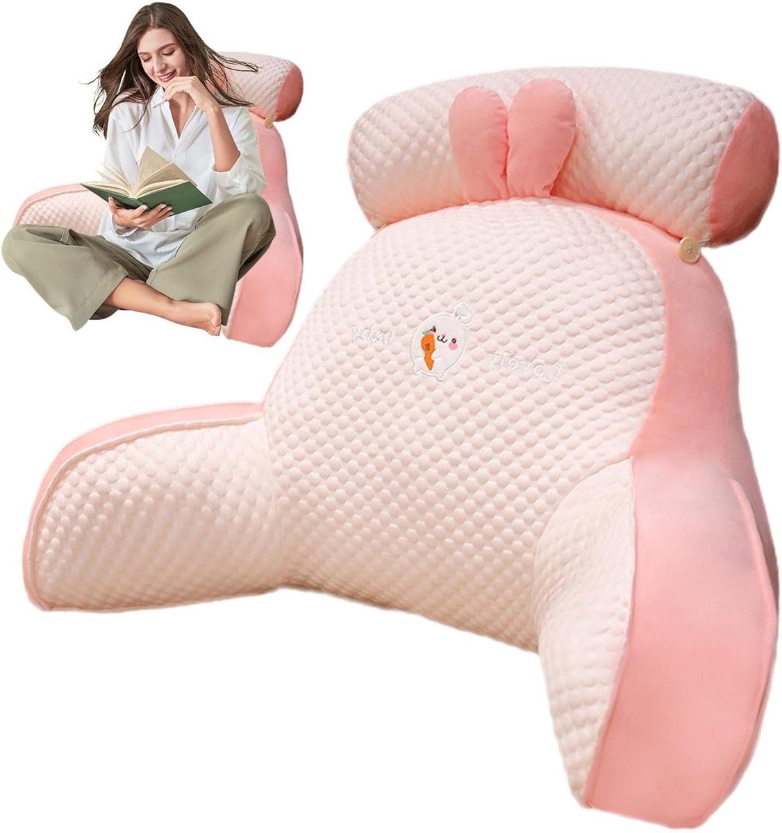 Rugkussen - Wigkussen - Ontspannen Lezen - Afneembare Hoofdsteun - 60 x 40 cm - Grijs