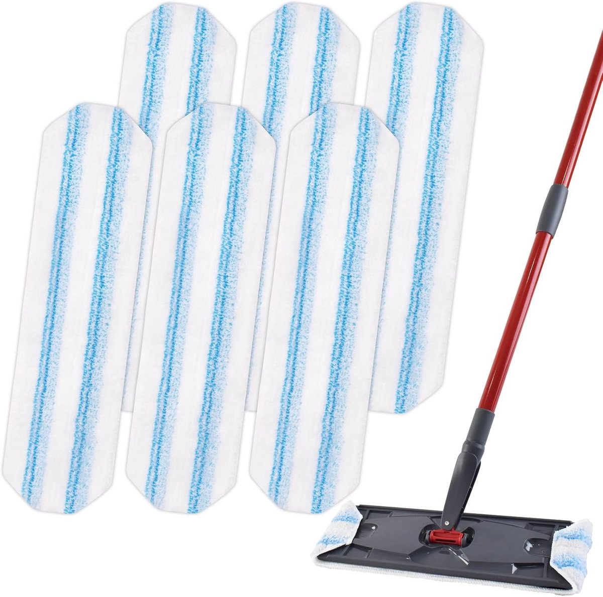 6 vervangpads geschikt voor Ocedar H2prO vlakdweil - Microvezel pads wasbaar en herbruikbaar veilig te gebruiken op diverse vloeren