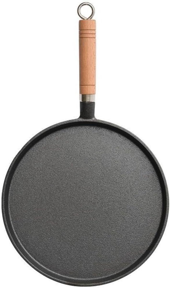 Gietijzeren Pannenkoekenpan - Koekenpan Antiaanbak - Thuis Koken - Verdikte Bodem - 20-26 cm - Zwart