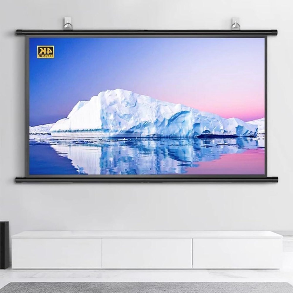 Projectiescherm Handmatig - Beamer Scherm - Home Cinema Ervaring - 4K HD Glasvezel - 72 Inch 4:3 - Zwart