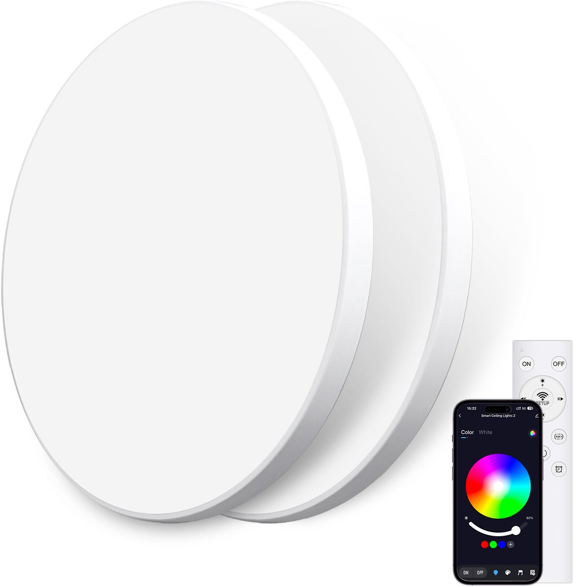 Oraymin 2x RGB LED Plafondlamp - Afstandsbediening - 24W 2400LM - Ø30cm