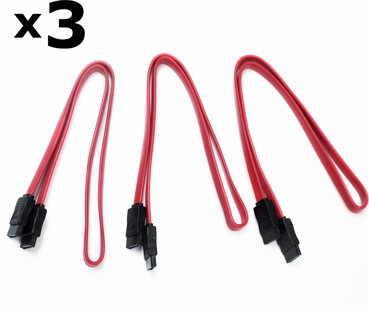 Assortix SATA kabel x 3 stuks - Rood SATA-kabel - Serial ATA 45 cm Rood Kabel (3 stuks)