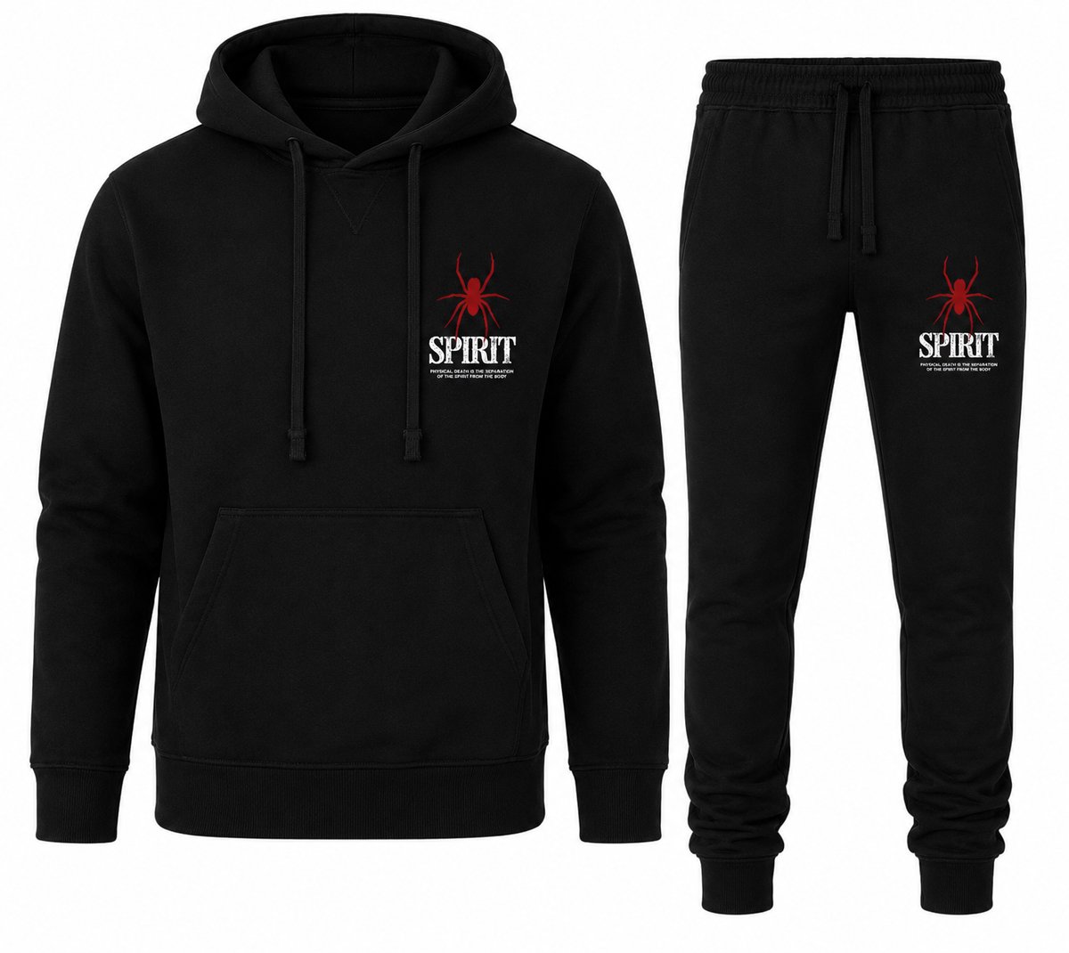 Trainingspak Heren met Spider Print - Hoodie en Joggingbroek - Sportieve Outfit - 4XL
