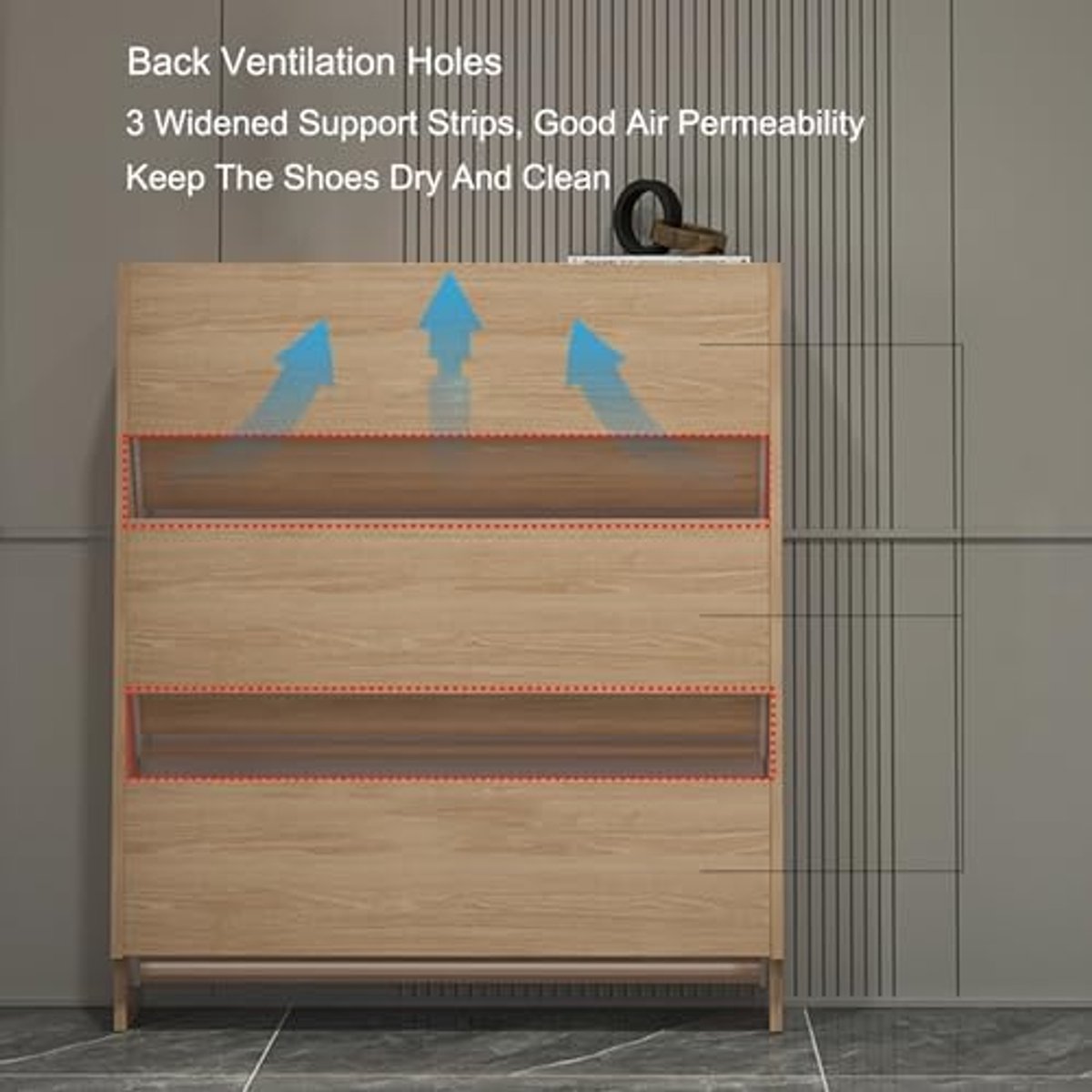Schoenenkast met 3 Klaplades – Smalle Hal Schoenenkast 107x90x24 cm – Vrijstaand Schoenenrek voor Sneakers, Laarzen & Hakken – Ruimtebesparend Schoenenopberger Hal Meubel – Mobili Bella