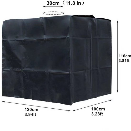 waterdichte beschermhoes - 120 x 100 x 116 cm - emmerhoes - Waterdichte Barbecue beschermhoes - zonbeschermingshoes - waterdicht - stofdicht en warmte-isolerend - containerhoezen - zwart
