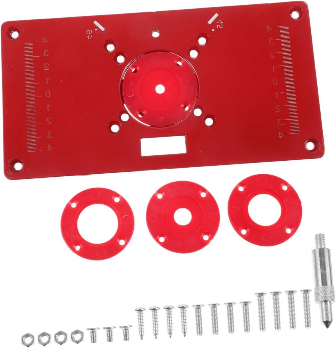 Frees Inzetplaat - Houtbewerking Paneel - Precisie Frezen - Aluminium Legering - 23.3 x 12 cm - Zilverkleurig