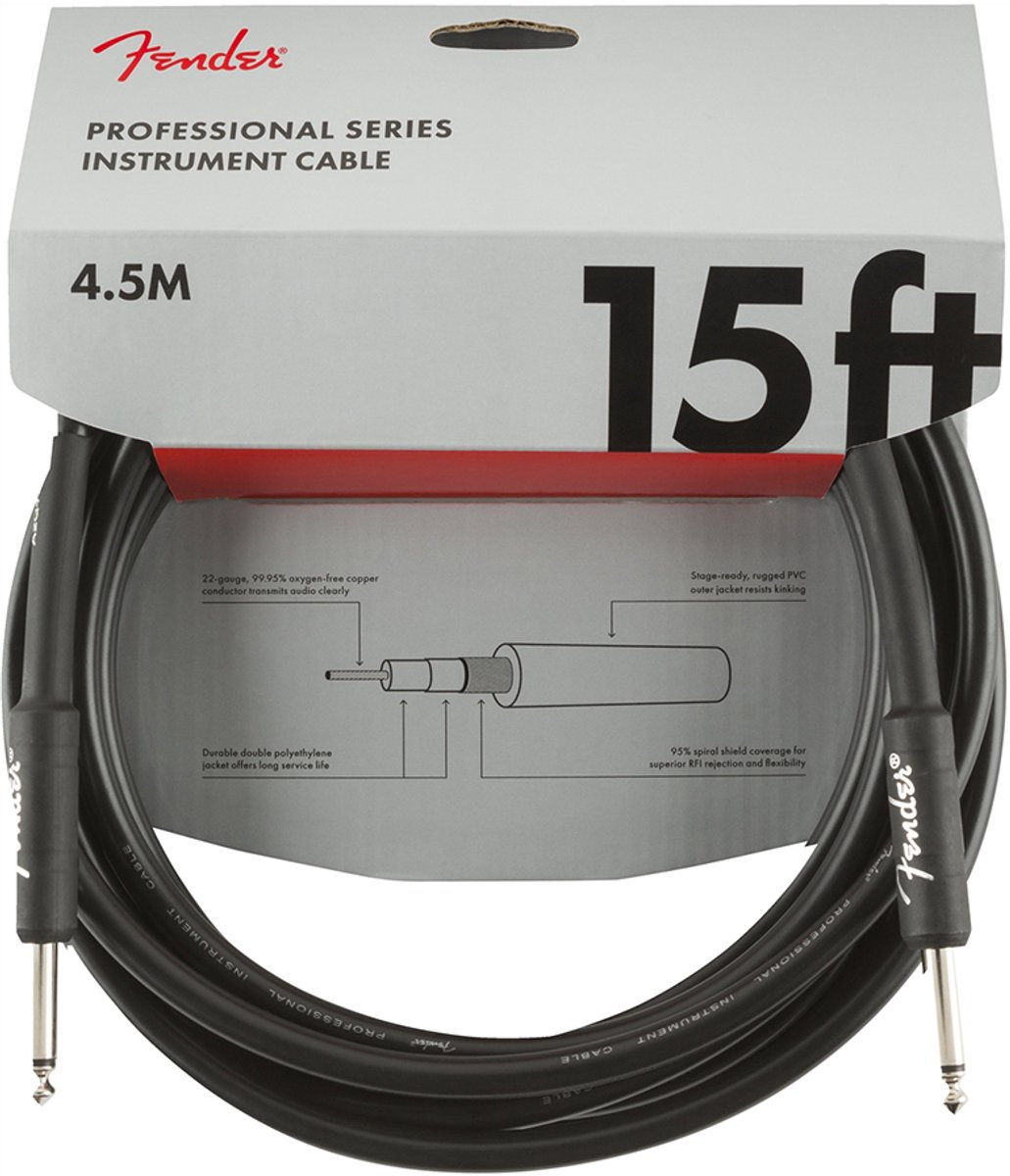 Fender Professional Instrument Cable 4,5 m BLK - Gitaarkabel