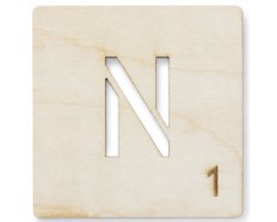 Houten wanddecoratie - Wooden wall decoration | Lettertegel “N” | 11cm | Licht hout - Natural wood | Muurdecoratie - Wall art - Woordfeud - Wordfeud - Letterspel - Scrabble letter - Naamblokjes - Letterblokken - Tile