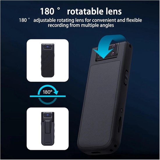 Bodycam Minicamera - Draagbare Recorder - Veiligheid Vastleggen - Bewegingsdetectie Nachtzicht - 1080P HD - Zwart — afbeelding 2