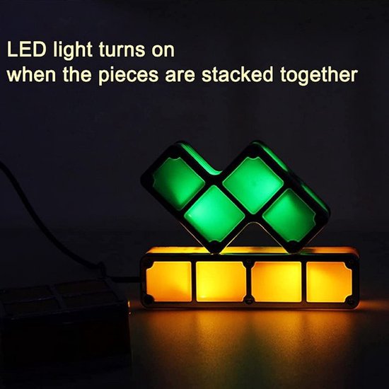 Oneay Stapelbaar nachtlampje, 7-delige doe-het-zelf LED-set met 7 kleuren, 3D-puzzel met sensor, in elkaar grijpende tafellamp, magische bouwblokken, gloeiende lampjes van Oneay — afbeelding 2
