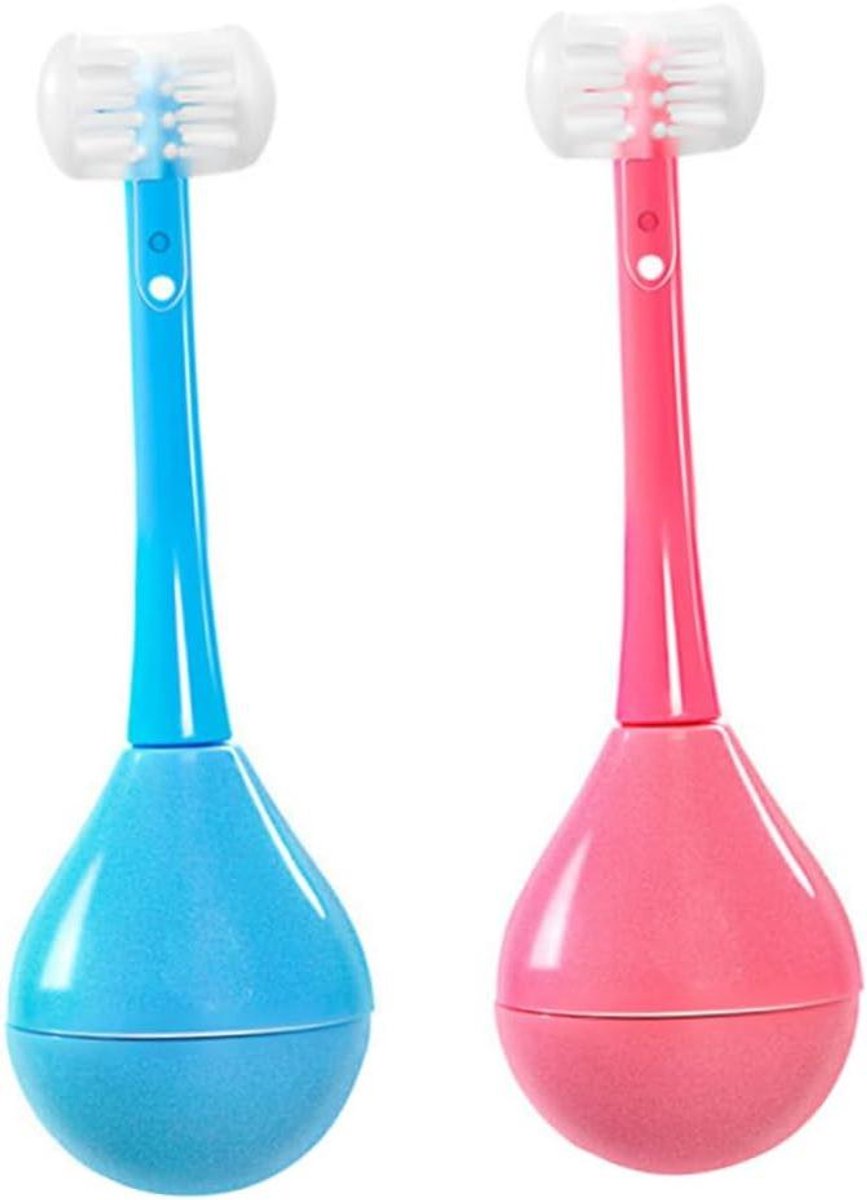 Kindertandenborstel - 3-zijdige borstel - Mondverzorging baby - Ergonomisch handvat - 10 x 3 cm - Diverse kleuren
