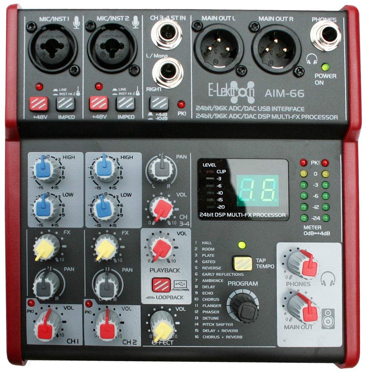 E-Lektron AIM-66 4 kanaals mengpaneel met USB interface