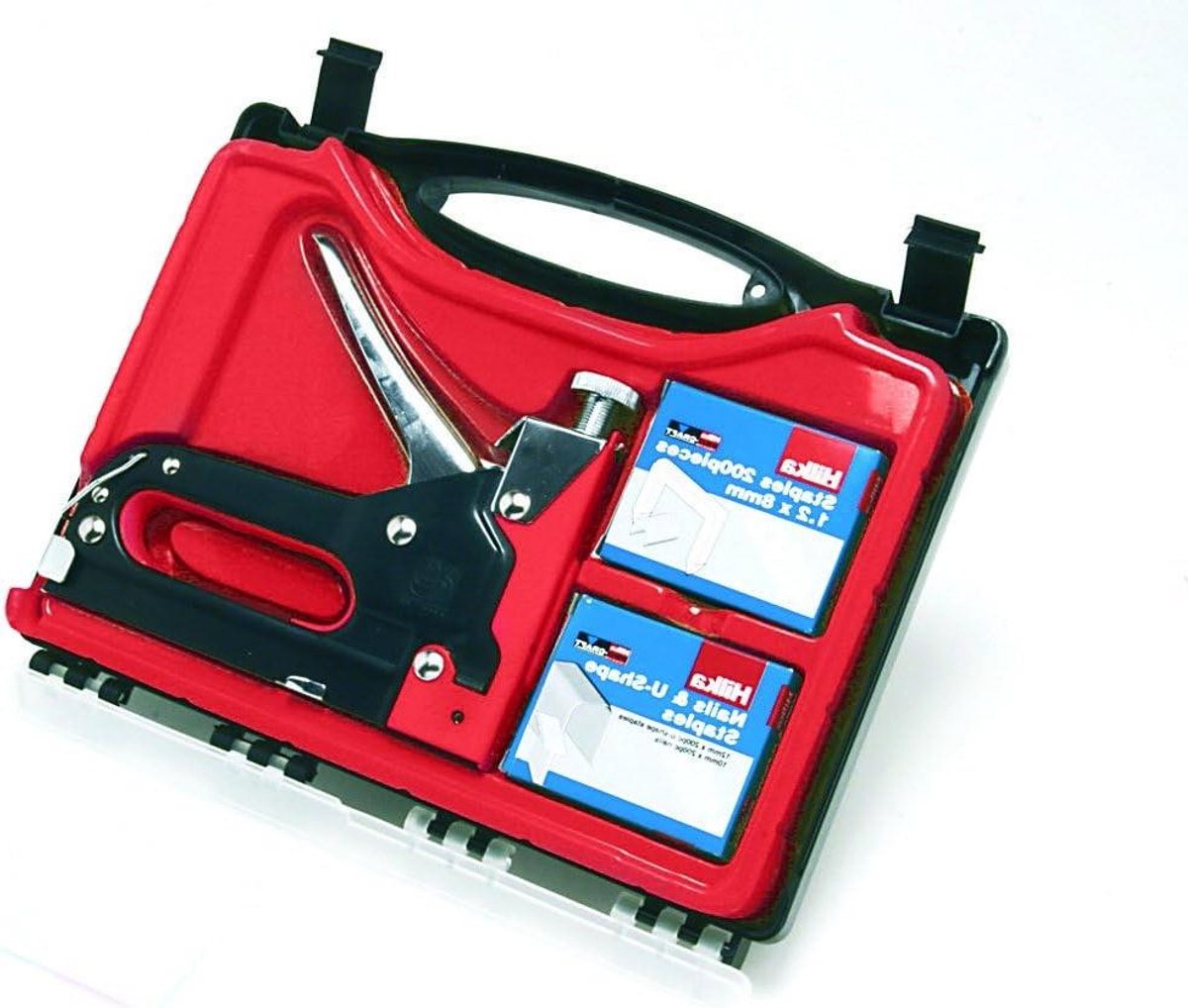 Nietpistool Kit - 3-in-1 Tool - Klus Klaren - Verstelbare Druk - 600 Stuks - Rood