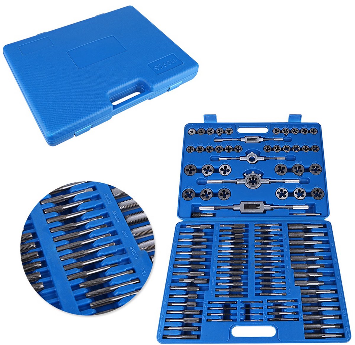 Tap- en Draadsnijset – 110-delig – M2–M18 – Schroefdraad Reparatie – Tap Wrench DIY Set