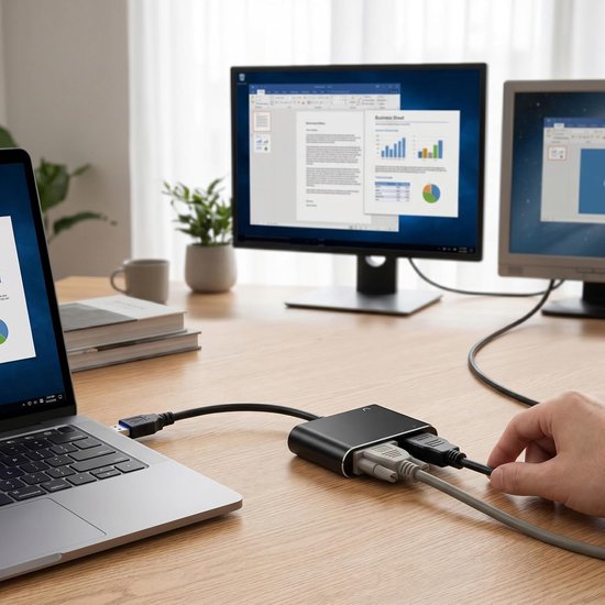 USB naar HD VGA adapter - Scherm converter - Meerdere schermen - Ingebouwde driver - 1080P 60Hz - Zwart — afbeelding 2