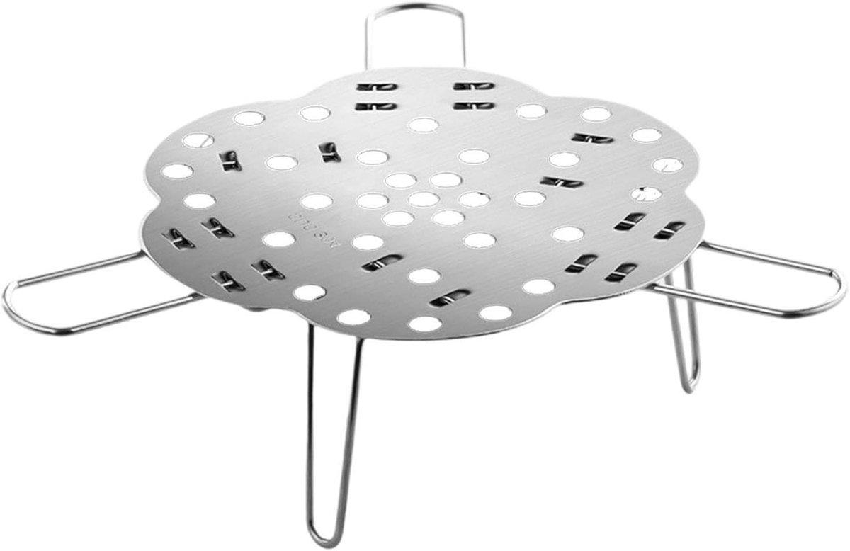 Stoommand Roestvrijstaal - Stoomrek Verstelbaar - Gezond Koken - Compact Uitbreidbaar - 22 cm - Zilverkleurig