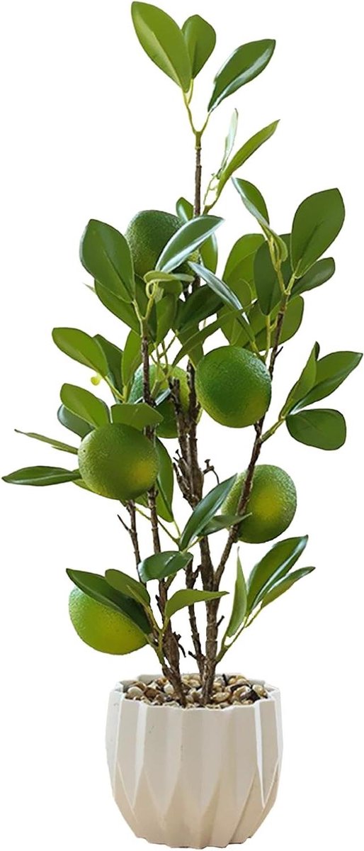 Nep Citroenboom - Kunstfruit Plant - Binnen Decoratie - Levensecht Ontwerp - 40 cm Hoog - 