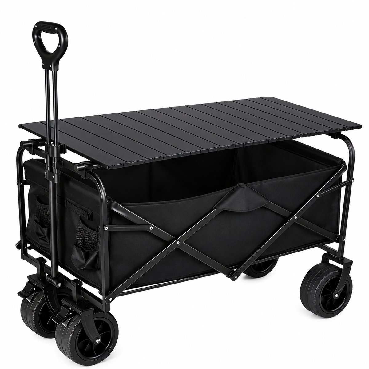 HomeGoodies Bolderkar - Transportkar - Strandkar - 150L - Opvouwbare bolderwagen met all-terrain wielen - Multifunctioneel - Zwart