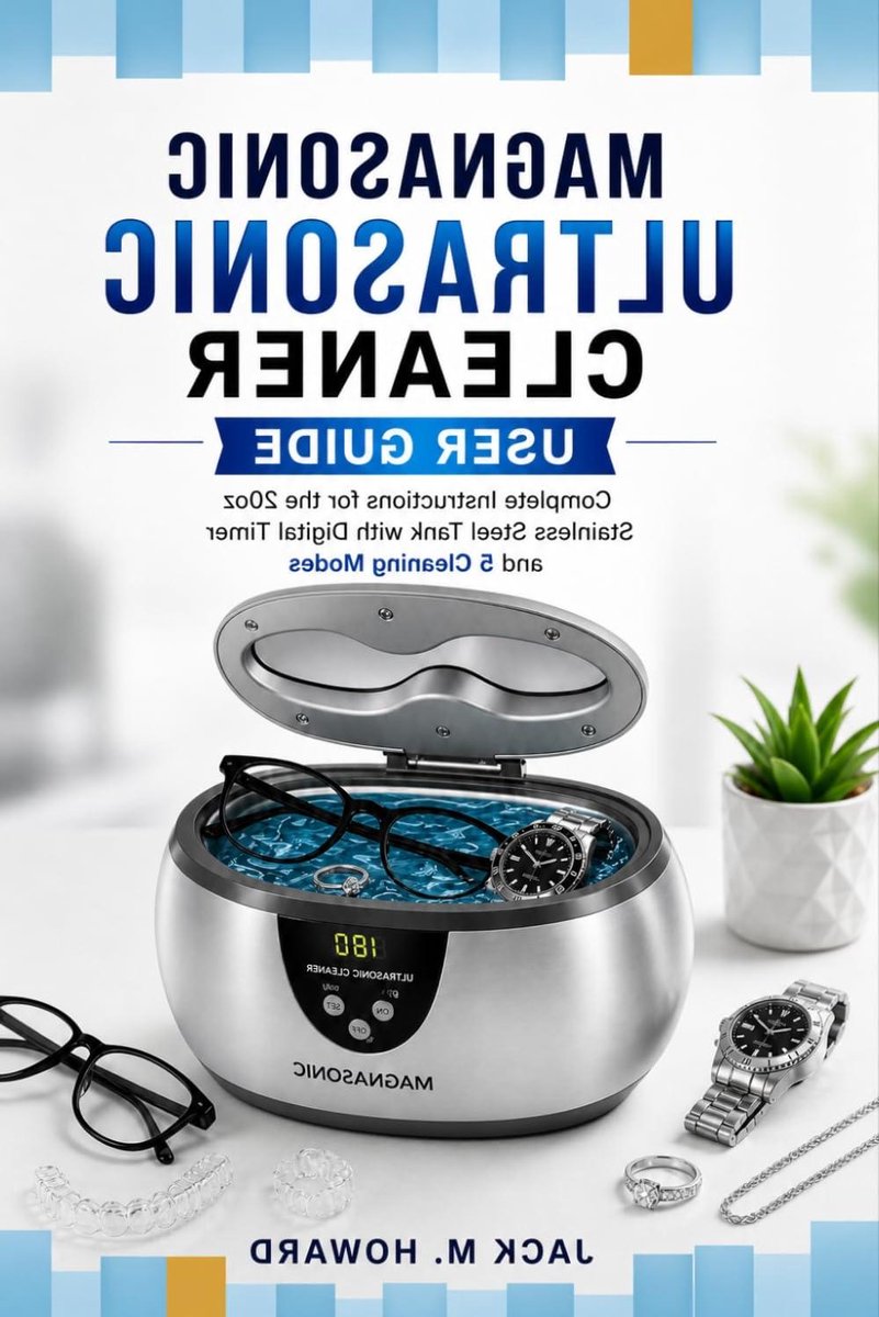 Reinigingsgids Ultrasoon - Handleiding Apparaat - Schoonmaak Resultaten - Digitale Timer Functie - 20oz Tank - Zwart