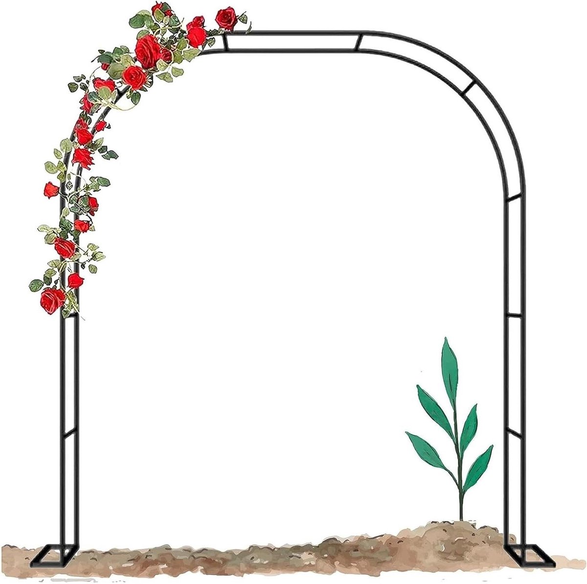 Rozenboog Metaal - Tuinboog Decoratie - Klimplanten Ondersteunen - Versterkte Robuuste Constructie - 240 x 220 cm - Zwart