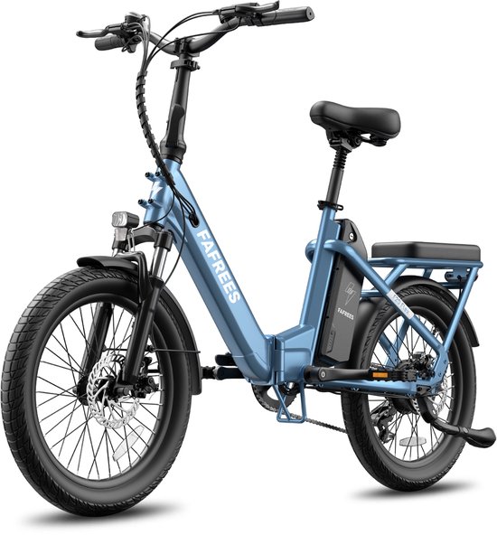 Fafrees Elektrische fiets - Actieradius120km - Verwijderbare batterij 36 V 20Ah - Motor 250W - Shimano 7 versnellingen - Koppelingssensor aan beide zijden - 20 Inch Commuter E-Bike - Dubbele Vering - 20 Inch opvouwbare City Commuter E-Bike - Blauw — afbeelding 2
