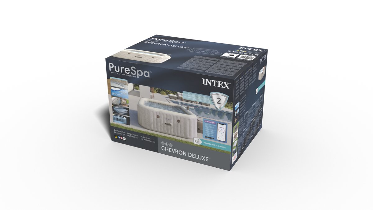Intex PureSpa Chevron Deluxe Inflatable hot tub 6 people - 196 x 196 x 71 cm