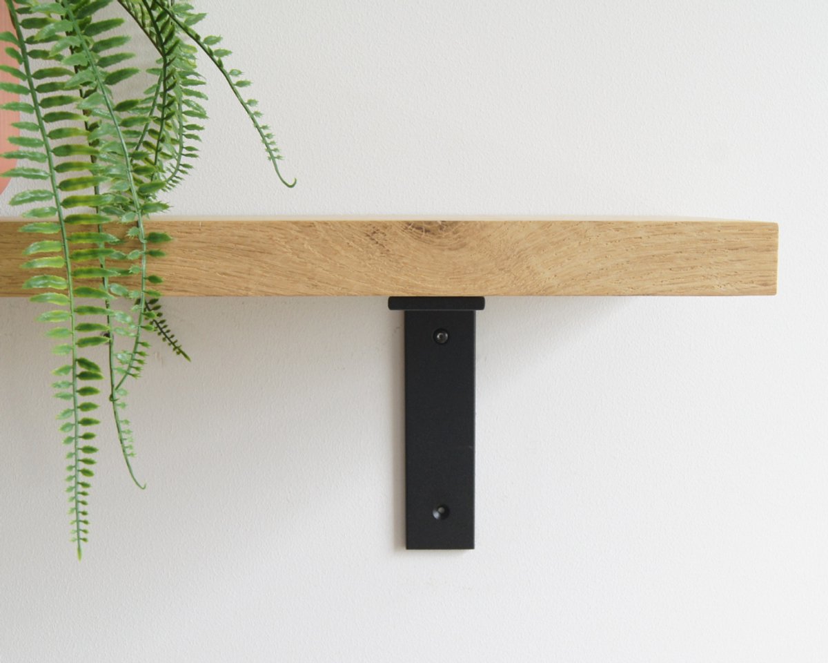 STERKSTAEL Ares Industriële Plankdrager Noir - Stalen Wandplank Steun - Voor plank vanaf 20 cm tot 30 cm - Kleur Zwart - inclusief bevestigingsmateriaal - Poedercoating - Wandsteun - 1 stuk