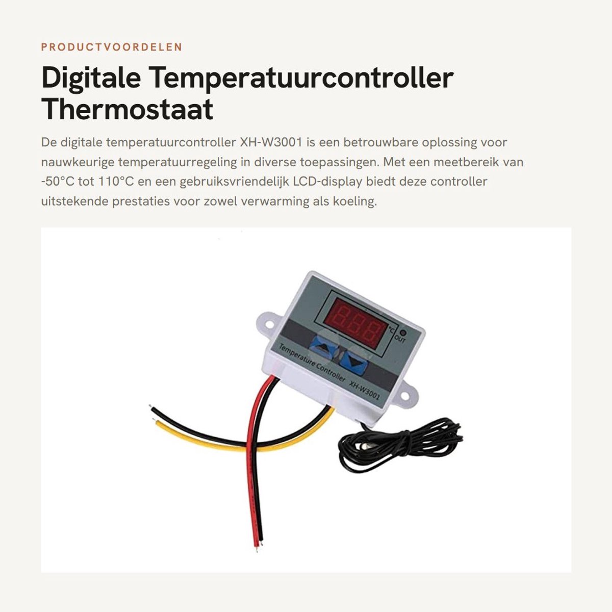 Dailygoods- Temperatuurcontroller Digitale Weergave - Thermostaat - Temperatuurmeter - Waterdichte Sensor - 110-220V - -50°C tot 110°C