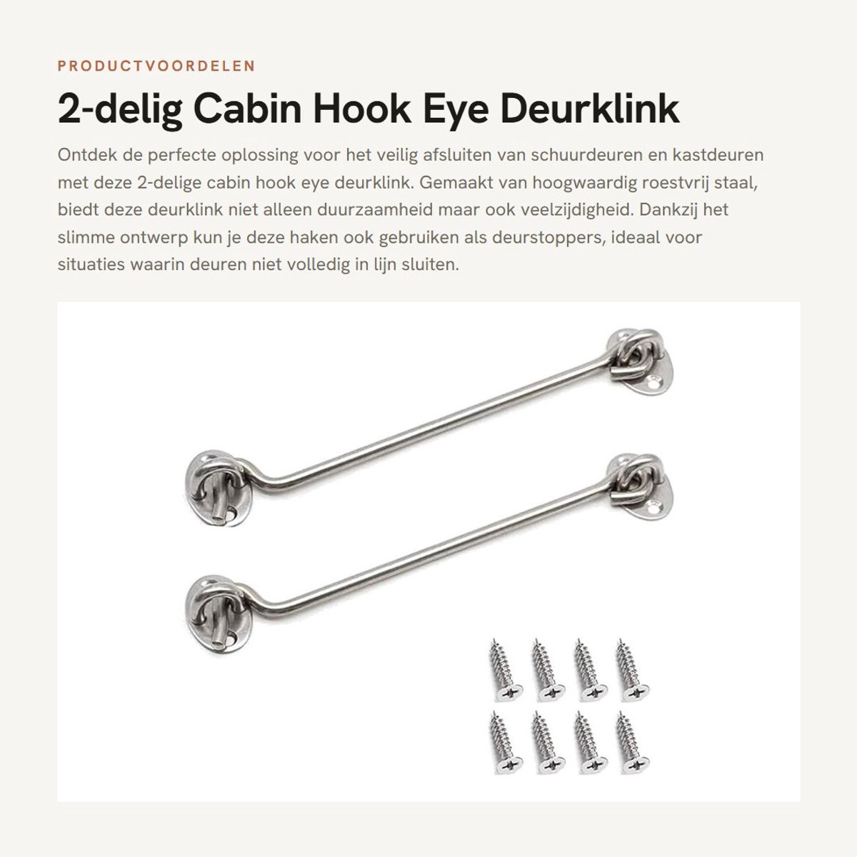 Dailygoods- Deurklink Hoogwaardige Kwaliteit - Deurbeslag - Deurstopper - Roestvrij Staal - 2 Stuks - Totale Lengte 200mm - Deurslot