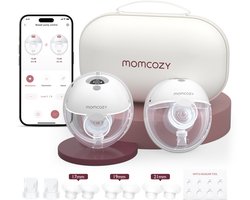 Momcozy M5 Smart – Handsfree Borstkolf – 2 Stuks – Elektrisch – Stil & Compact – Met Borstschild Inserts - Wit/Grijs