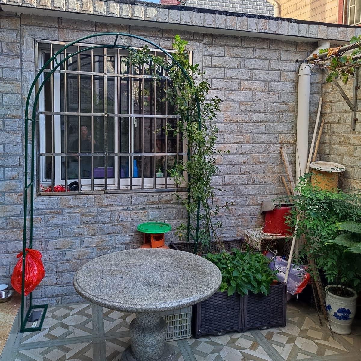 Tuinboog - Rozenboog Prieel - Planten Klimmen - Weerbestendig Metaal - 260x230cm - Groen