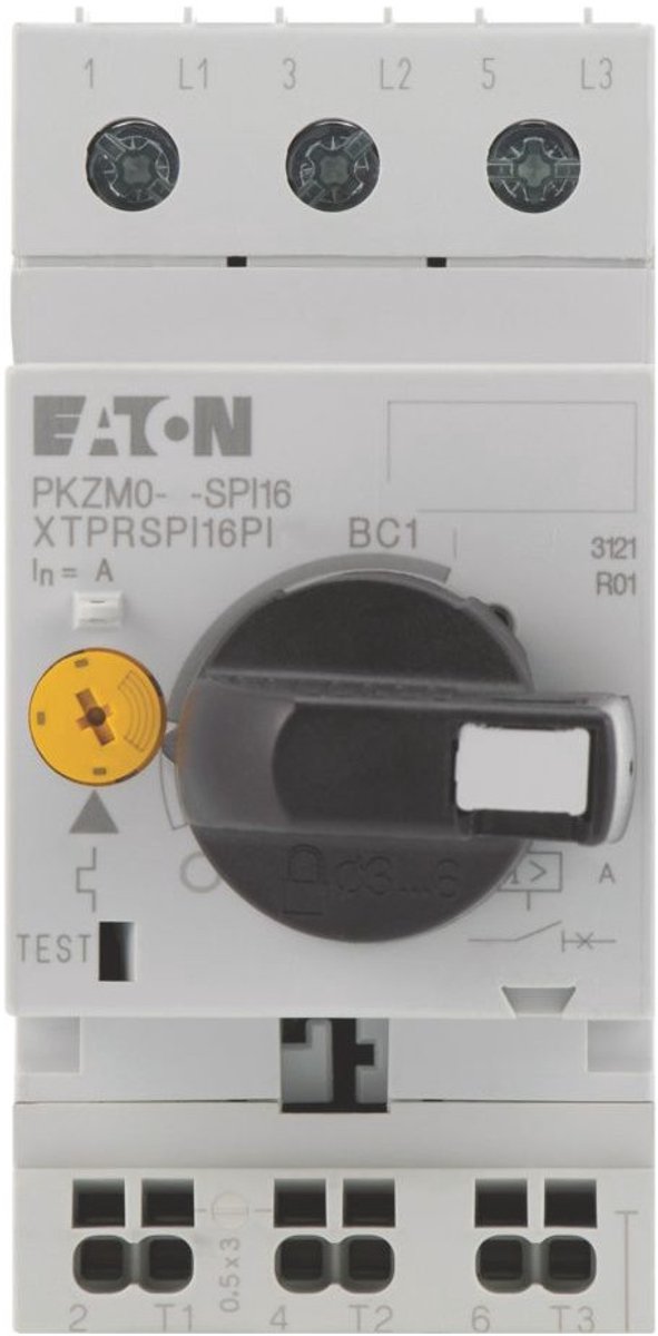 Eaton Motorbeveiligingsschakelaar, 0,09 kW, 0,25 - 0,4 A, aanvoerkant schroefklemmen/afvoerkant push-in-klemmen, EP-400125