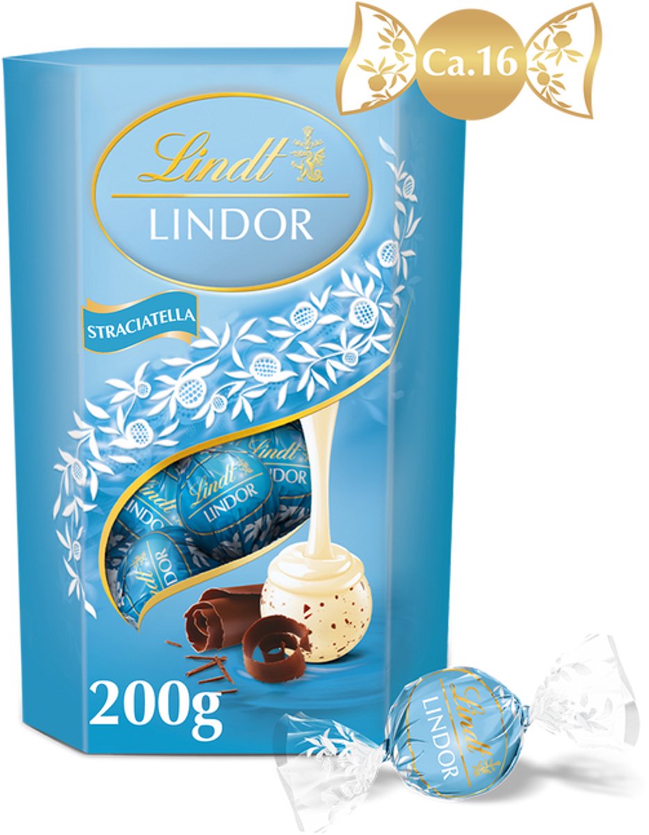 Lindt LINDOR Stracciatella chocolade bonbons 200g - 16 zacht smeltende witte chocolade bonbons - Vaderdag Cadeau