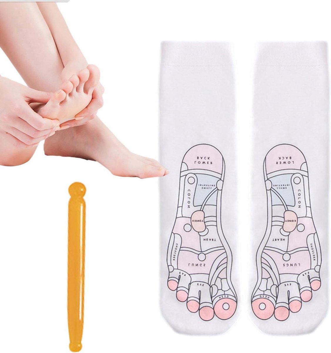 Voetmassage Sokken - Ontspanningssokken - Verlicht Spanning - Inclusief Tool - 17.6 x 10.3 cm - Niet gespecificeerd