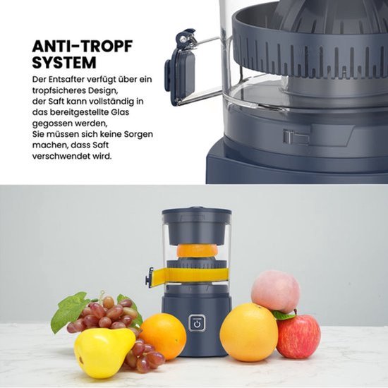 TEKROA® Elektrische Citruspers - Sinaasappelpers Elektrisch - Juicers & Citruspersen - met Instelbaar Pulpfilter – Voor Citroen en Sinaasappel – 80 W - zwart van TEKROA — afbeelding 5