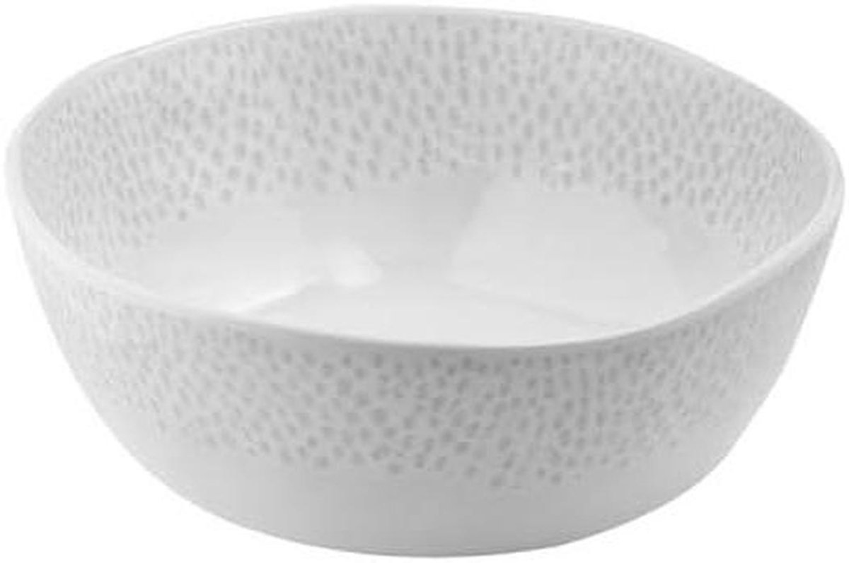 Melamine Schaal - Serveerkom Groot - Eten Serveren - Stapelbaar Vaatwasmachinebestendig - 24 cm Diameter - Wit Grijs