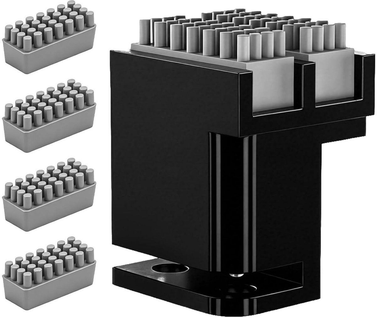 Silicone Borstels - Reinigingsborstel Set - 3D Printer Onderhoud - Dubbele Borstelkop - 23.7 x 15 x 9.8 mm - Zwart