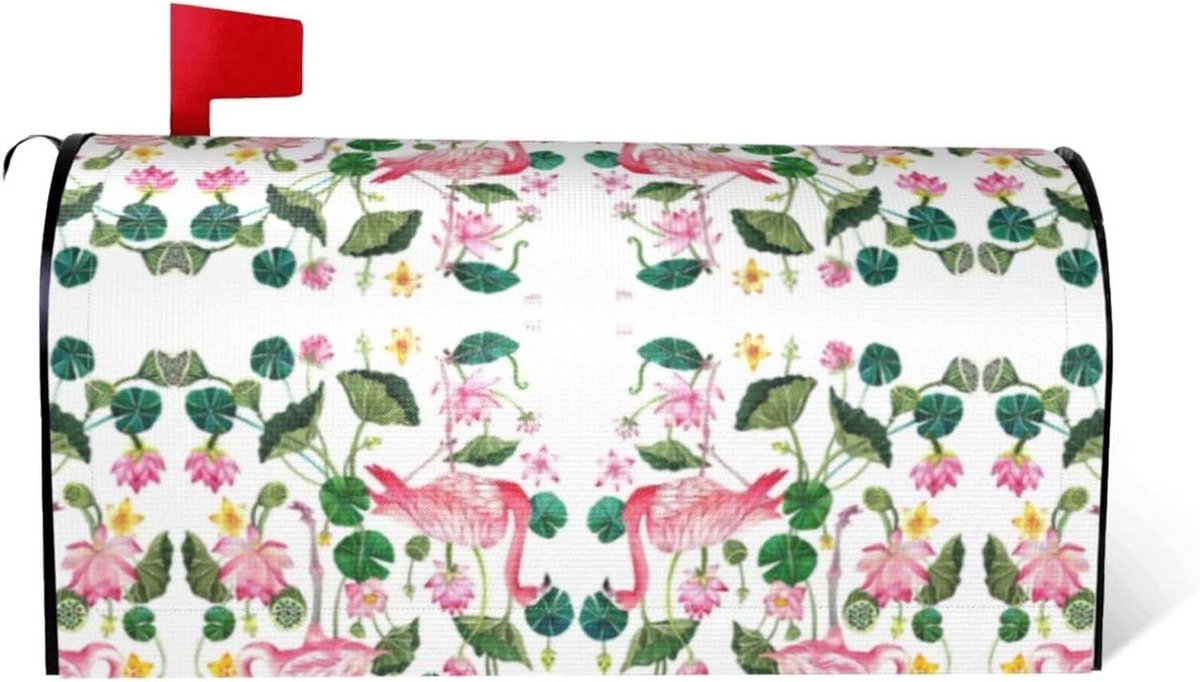 Flamingo Vogel Ronde Bladeren 1 Stks Brievenbus Covers Magnetische Standaard Size Brievenbus Wraps Voor Tuin Yard Thuis Outdoor Decor
