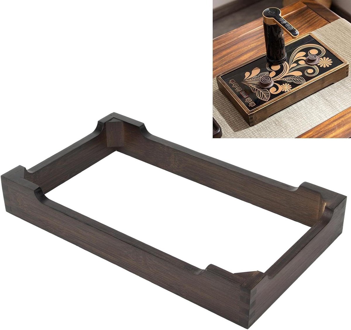 Inductiekookplaat Frame Houten Onderstel Stabiel Plaatsen Pen-en-gatconstructie 40 x 23 cm Houtkleur