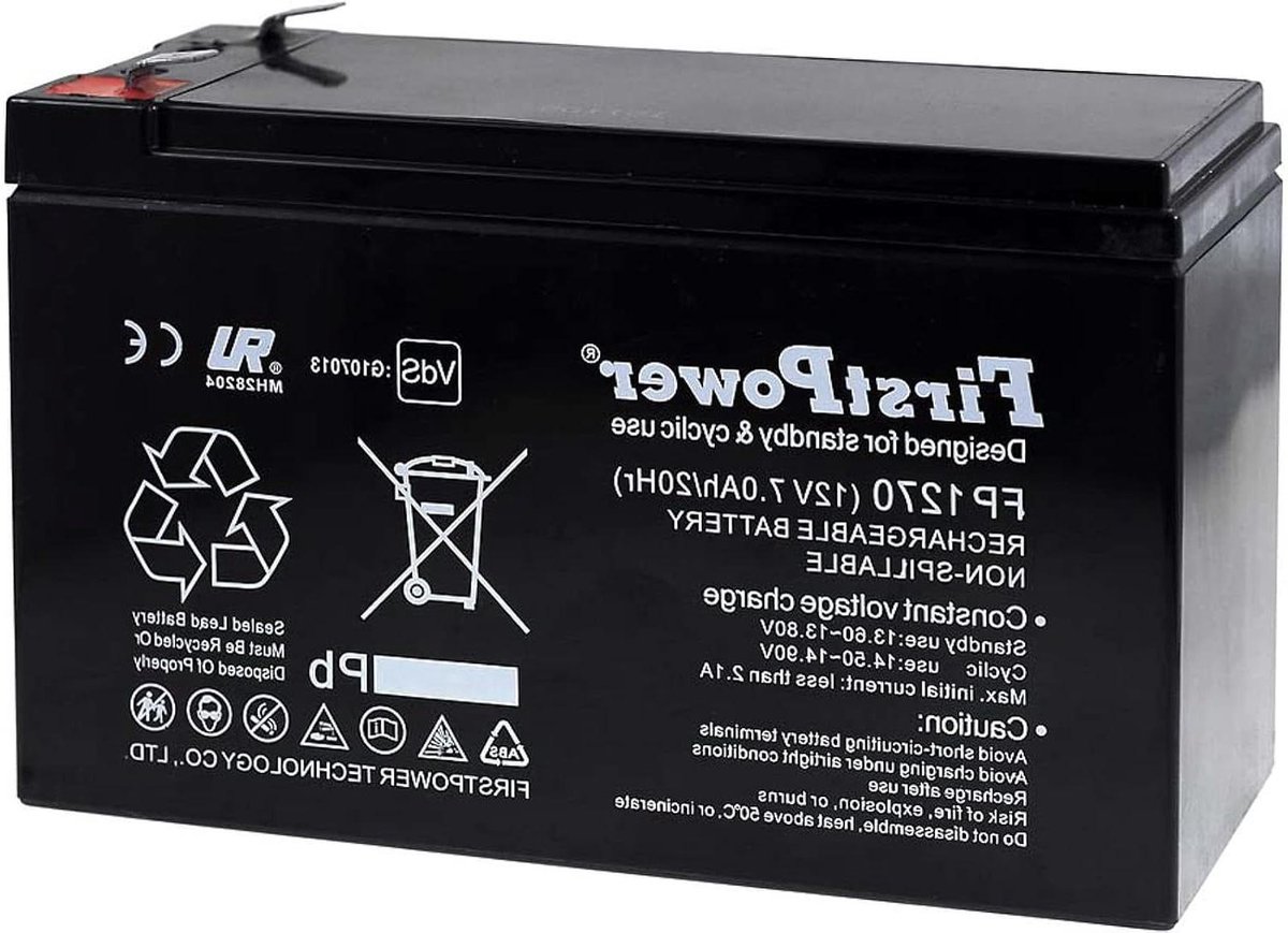 Oplaadbare Accu - Vervangingsbatterij - Stroomvoorziening - 12 Volt - 7 Ah - Zwart