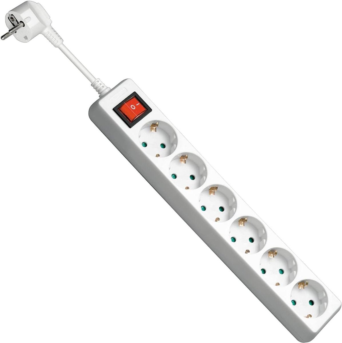 Goobay 51288 Power Strip with Switch, Multiple Power Strip with 6 Sockets, Earthed Sockets, Touch Protection, 3500 W, 16 A, 230 V, Cable Length 1.5 m