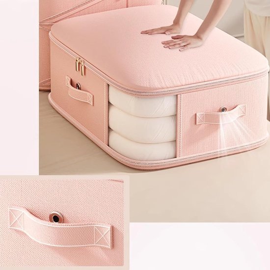 Compressie Opbergzakken - Vacuüm Organizer - Ruimte Besparen - Dubbellaags Compressie - 20L x 10B x 5H cm - Roze — afbeelding 4