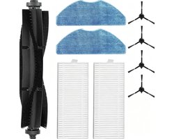 9 stuks Accessoireset - 1 hoofdborstel, 4 zijborstels, 2 reinigingsdoeken en 2 filterzeven - Voor 360 S8, S8 Plus , 360 Botslab S8 Plus, Rowenta X-plorer Serie 75 S+ RG8597W, EZVIZ RE4 / RE5 Plus