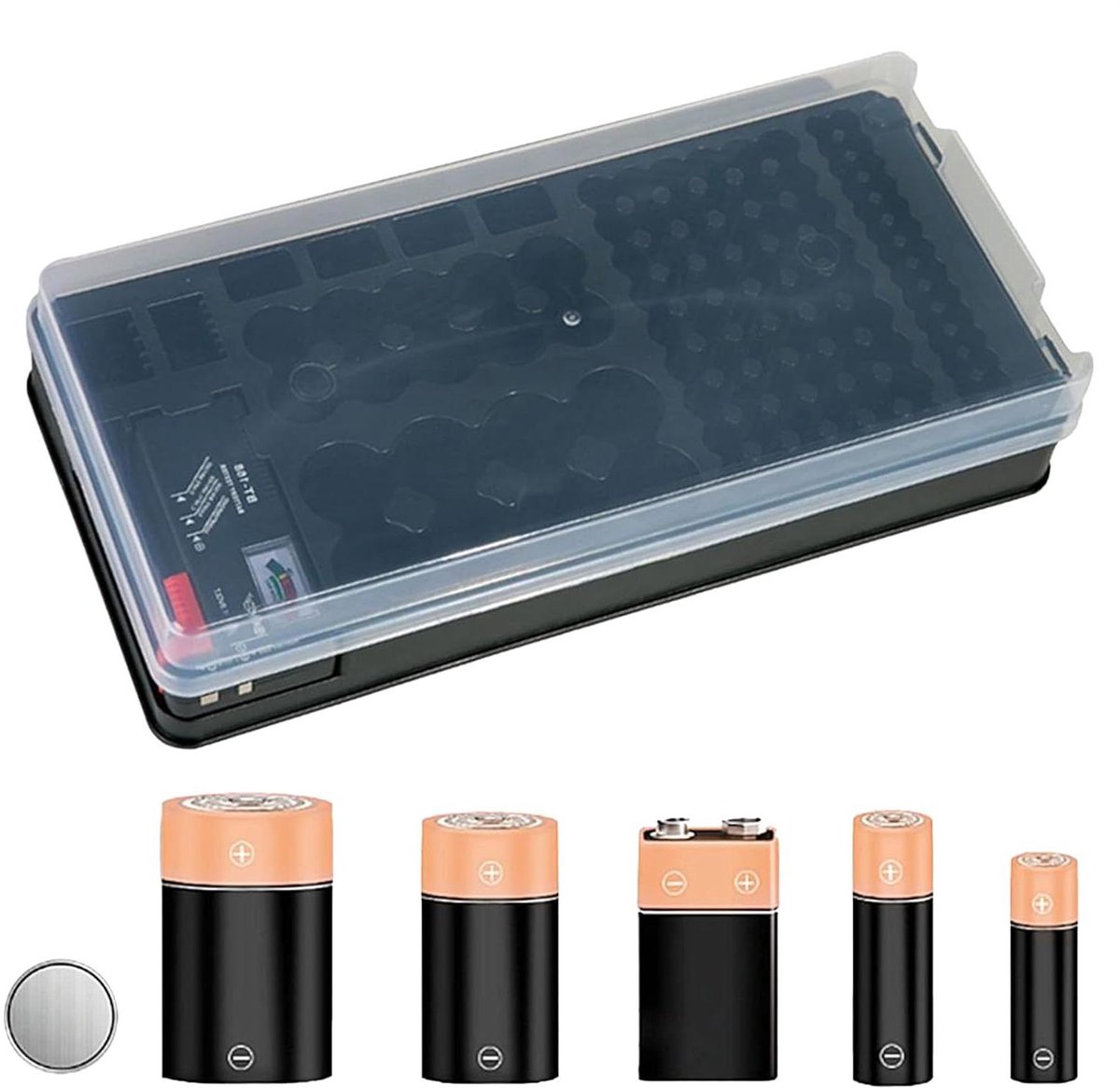 Batterijorganizer - Batterijbehuizing - Veilige Opslag - Anti-mix Ontwerp - 116 Vakken - Zwart