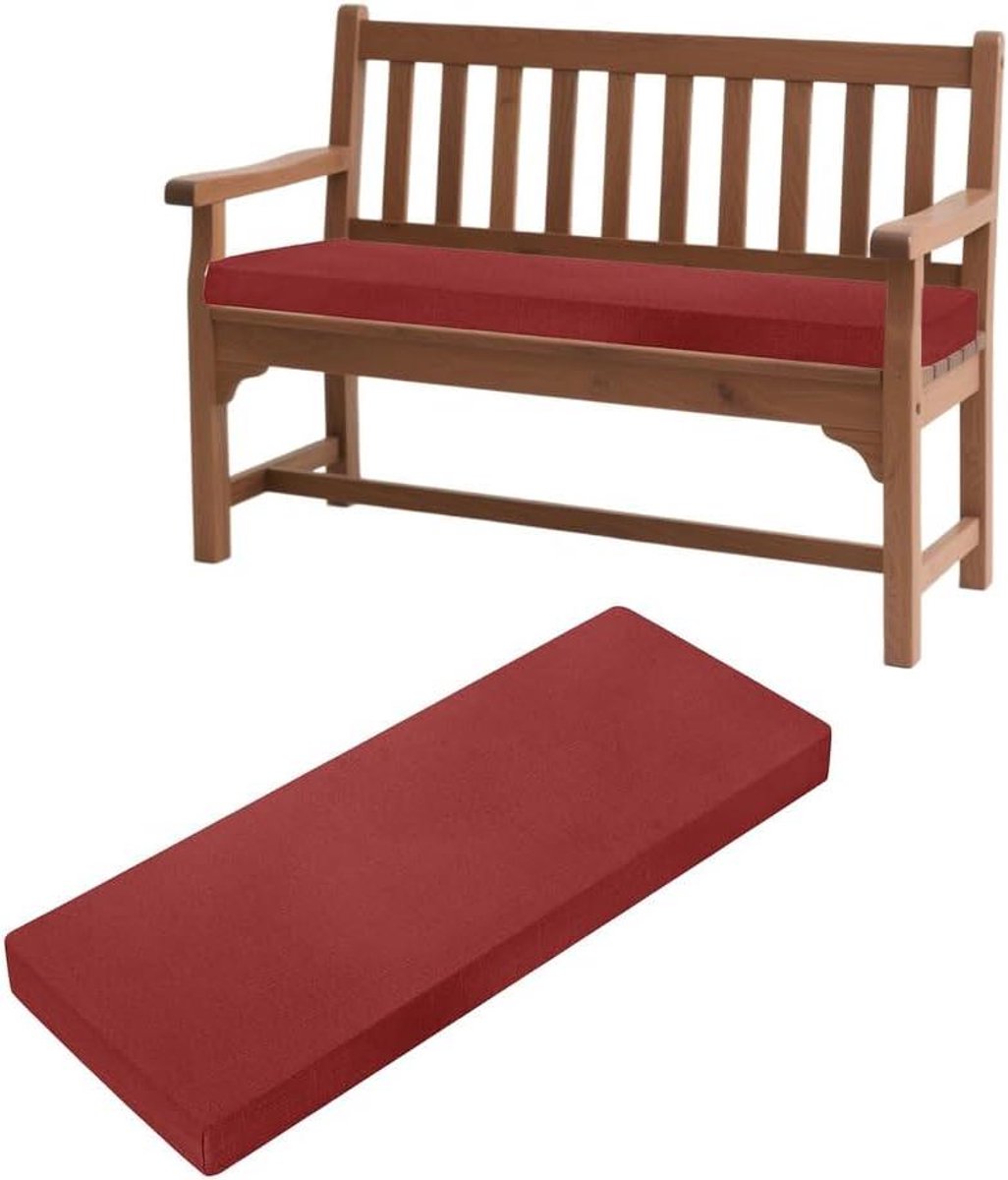 Bankkussen - Zitkussen - Buiten Zitten - Antislip Bevestiging - 170 x 45 cm - Wijnrood