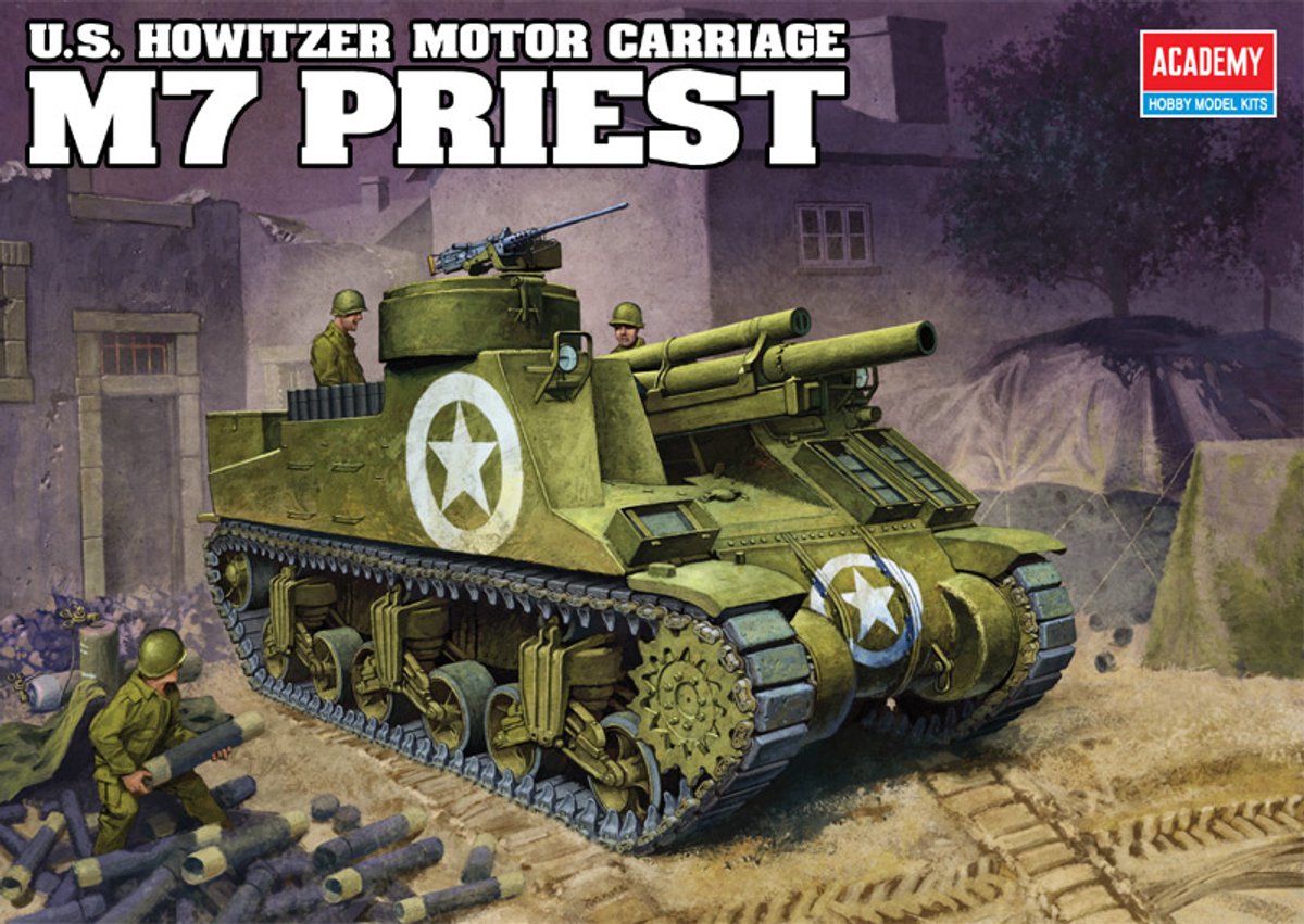 Academy Modelbouwpakket Militaire voertuigen - 13210 U.S. Howitzer Motor Carriage M7 Priest WWII - Amerikaans Militair Voertuig Plastic - 1:35 - Modelbouw