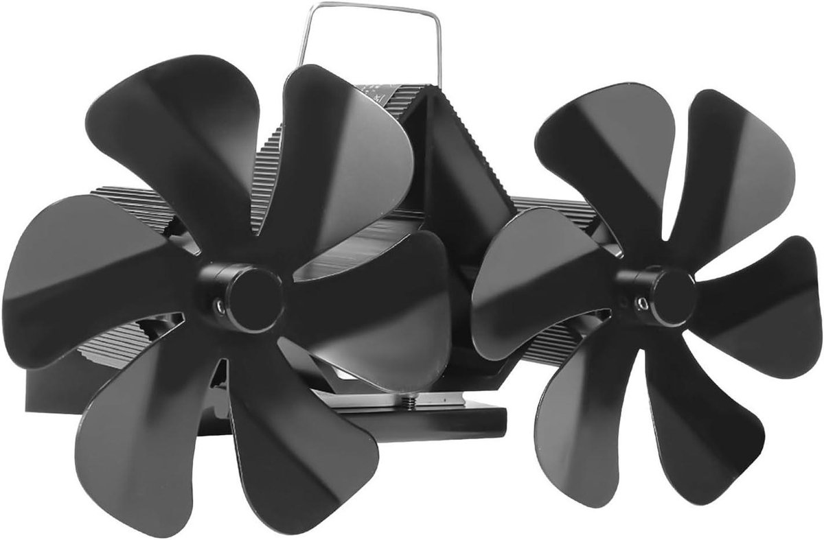 Fan Wood Stove 12 Blade Wood Stove Fan Fireplace Fan Heat Powered Stove Fan Quiet Home Double 6-Blade Firewood Fireplace Fan (Wall Mounted)
