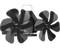 Fan Wood Stove 12 Blade Wood Stove Fan Fireplace Fan Heat Powered Stove Fan Quiet Home Double 6-Blade Firewood Fireplace Fan (Wall Mounted)