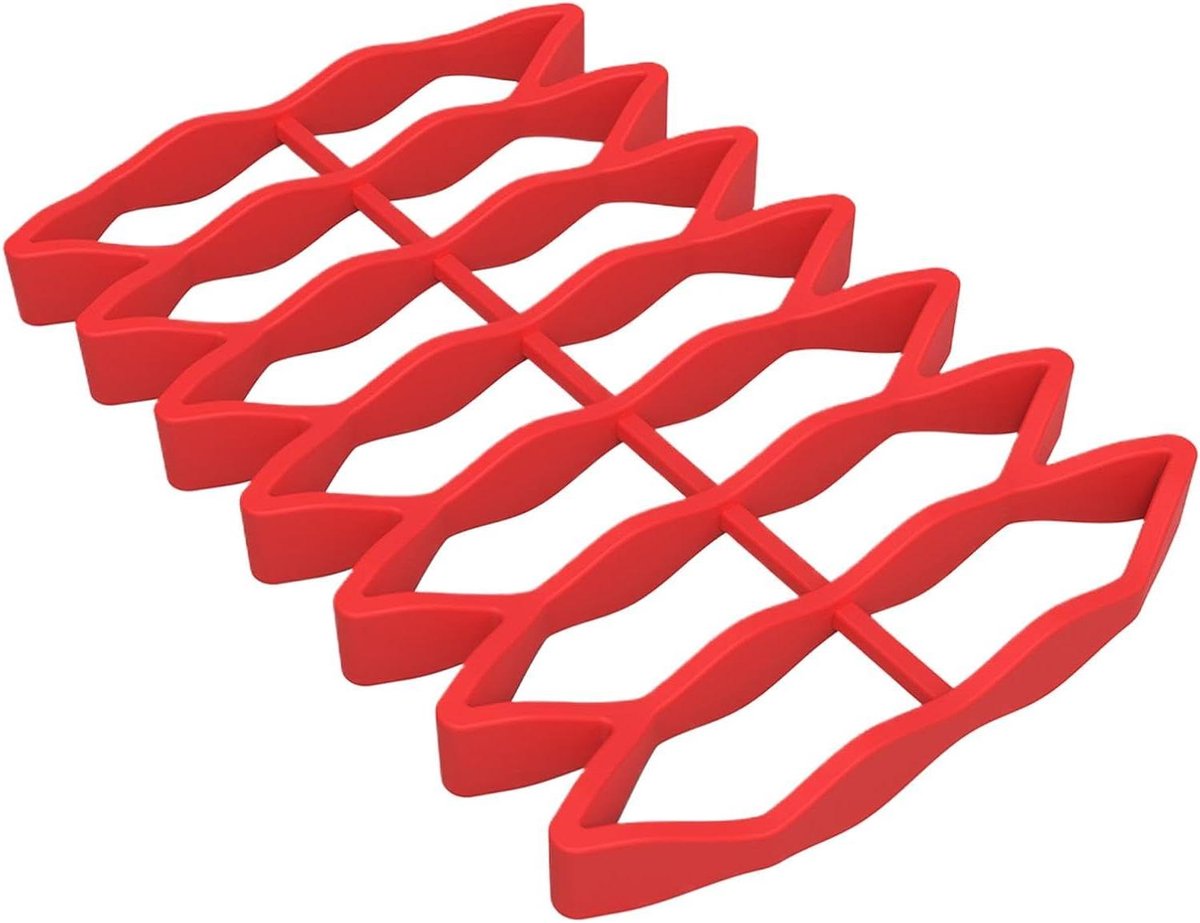 Braadrooster Siliconen - Bakrooster Oven - Gelijkmatig Koken - Verbeterde Luchtcirculatie - 23 x 15.6 cm - Rood